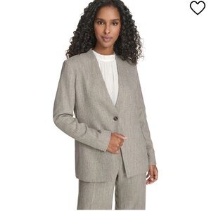 Calvin Klein Women's Gray One Button Blazer